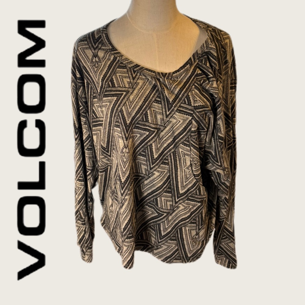 Volcom Women's Large "Logical Line" Geometric Long Sleeve Top EUC